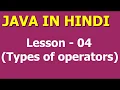 Types of Operators in Java Lesson - 4 Java in Hindi