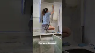 Add fairing, sand it off – round & round we go. #boatbuild #diy