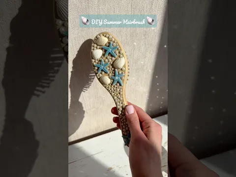 DIY Summer Hairbrush 🌊🩵 #shorts #diy #summer #handmade #custom #goviral