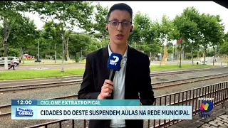 Cidades do Oeste suspendem aulas por previsão de chuvas e ciclone em SC