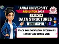 Stack Implementation Techniques in Data Structures CS25C08 Anna University Regulation 2025