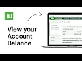 How to View your Account Balance on TD Online Banking