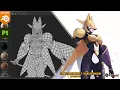 3D Texturing Timelapse | Digimon | Sakuyamon | Blender 4x \u0026 Substance 3D Painter