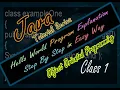 Java Tutorial for Beginner Hello World Program Explanation Line By Line Class 1