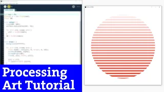 Ep 17 Processing tutorial Sunset with an array of lines and a mask Creative coding Circle art