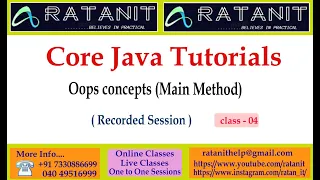 Core java Tutorials Oops Concepts Main Method by Mr Ratan class-04