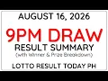 PCSO 9PM Result Today August 16 2026 - 4D 3D 2D
