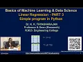 Basics of Machine Learning Data Science Linear Regression - PART 3 Simple program in Python