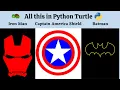Python - Draw Iron Man Captain America Shield Batman Logo in Python Turtle Library Tutorial 36
