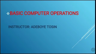 Basic Computer Operations ICT