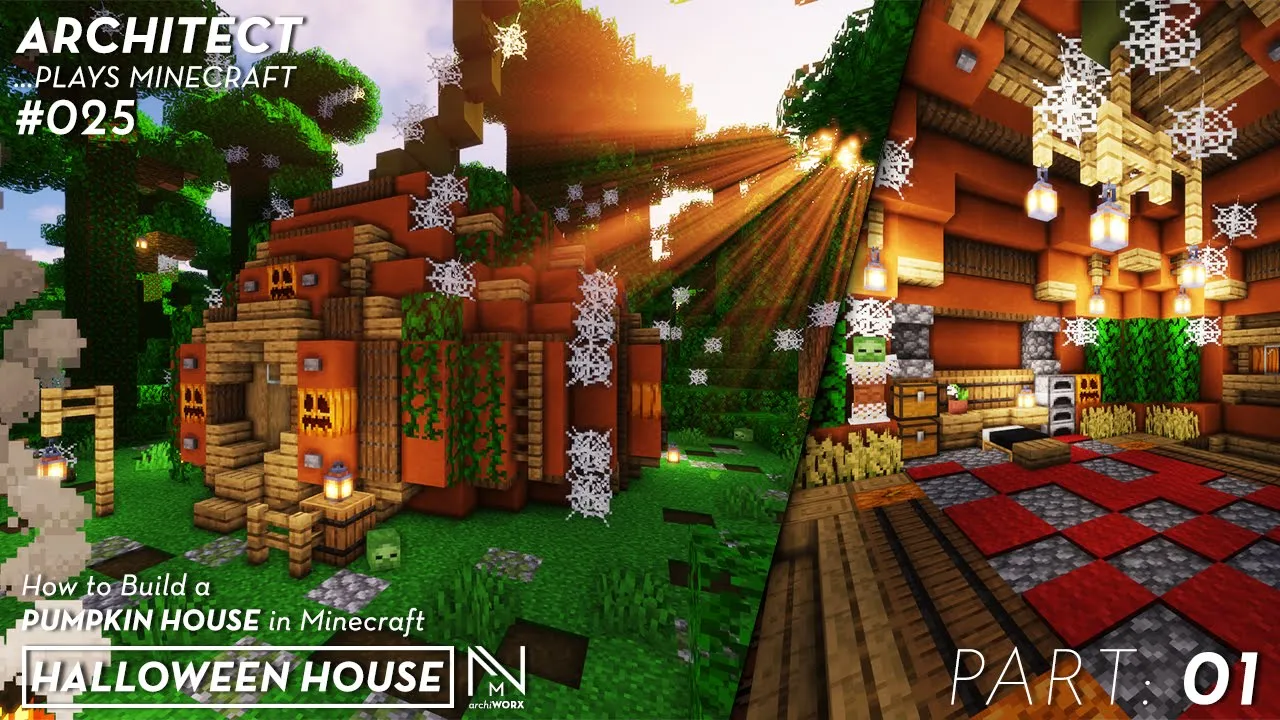 Minecraft Pumpkin House Tutorial | How to Build a Pumpkin House in Minecraft Tutorial - Part 01