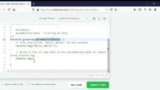 Day 0 Hello World HackerRank JavaScript
