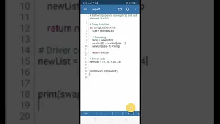 Python3 program to swap first and last element of a list