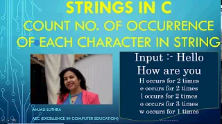 Strings in C Program to count occurences of each character in a String