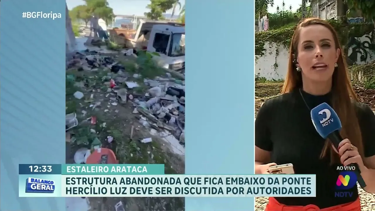 Autoridades discutem futuro da estrutura abandonada sob a Ponte Hercílio Luz