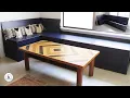 DIY Corner Banquette Bench Seat with Storage also how to add struts and LED lights