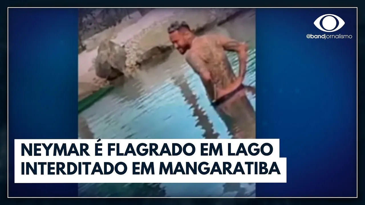 Neymar promove festa e entra em lago | Jornal da Band