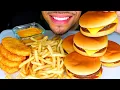 ASMR MCDONALD S CHEESEBURGERS HASH BROWNS FRIES CHEESE SAUCE MUKBANG NO TALKING JERRY
