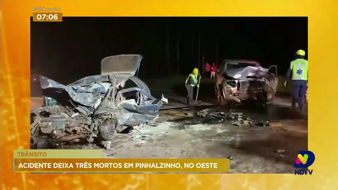 Três pesSoas morrem em acidente de trânsito em Pinhalzinho, no Oeste de SC