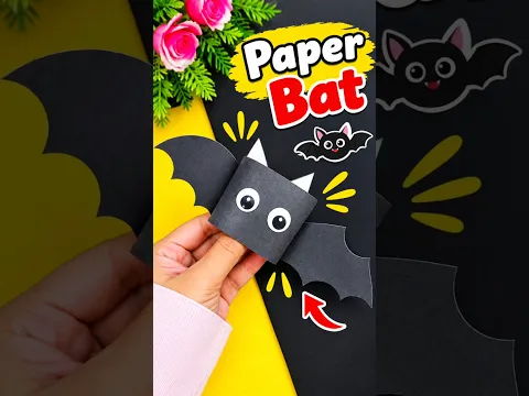 DIY Halloween Bat Craft With Black Paper/Simple paper craft ideas for kids #shorts #ytshorts #sabbo