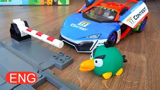 Cars for kids & car cartoons for kids. Super Car - railroad crossing Toy Car City 268 (Eng)