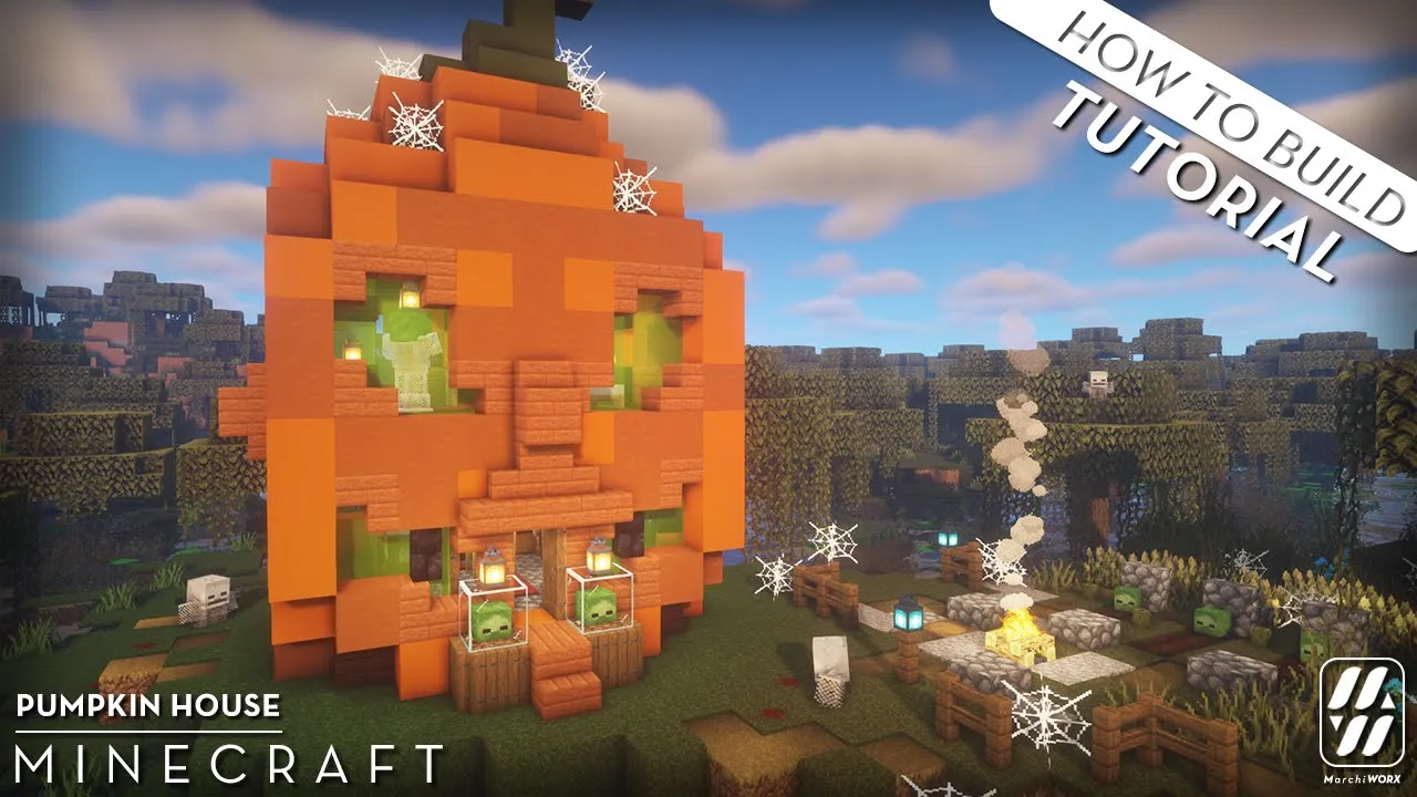 MINECRAFT: How to Build a PUMPKIN HOUSE Tutorial (EASY) #2021