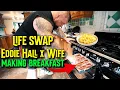 Eddie Hall Swaps Lives With Wife And Cooks Breakfast