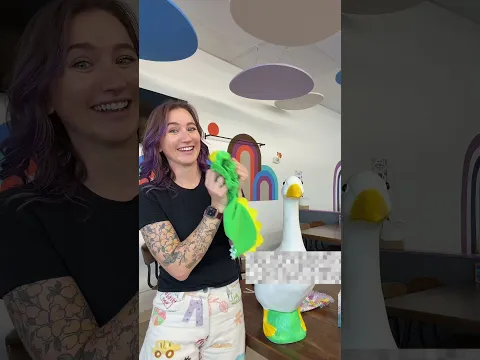 Let’s get GiGi ready for this months rotation station! 🦖 #porchgoose #grandmasplayroom