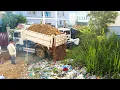 Download Lagu Completed Project With Bulldozer And Damp Trucks Pushing Stone to the flood and forest Area