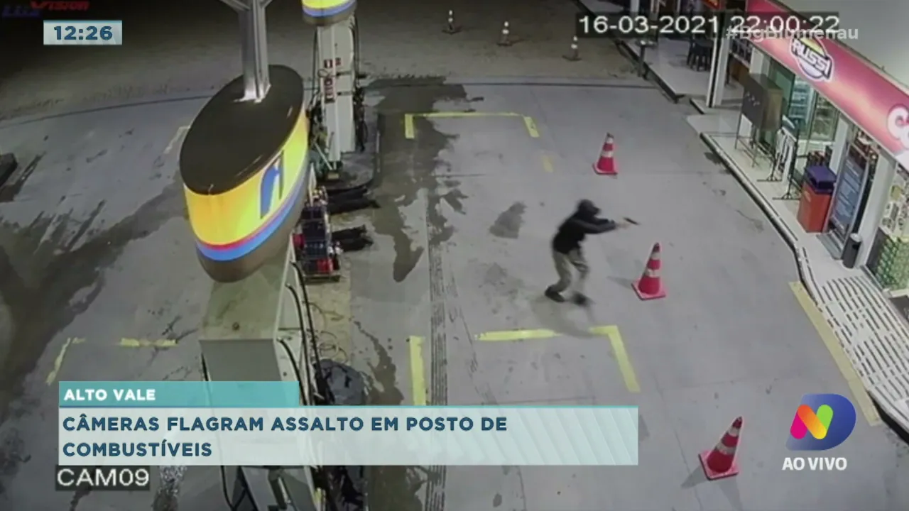Assalto em posto de combustíveis em Rio do Sul é registrado por câmeras de segurança