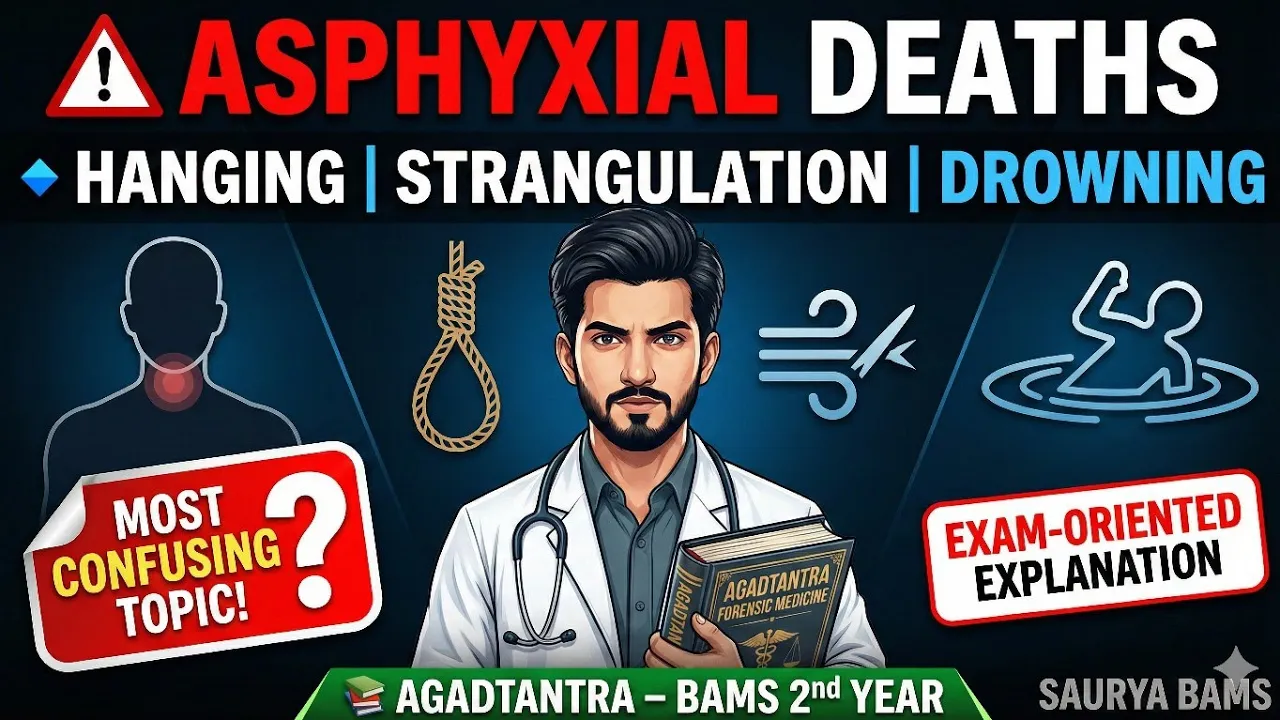 Asphyxial Deaths Explained ⚠️ | Hanging, Strangulation & Drowning | Agadtantra | BAMS 2nd Year NCISM