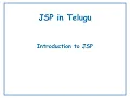 Introduction to JSP JSP in Telugu Lecture-1