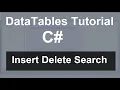 DataTables tutorial in c Net Insert Delete Search in DataTable using c code swift learn