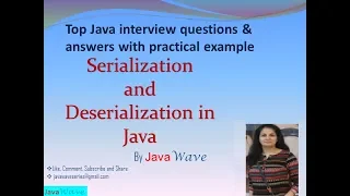 Serialization And deserialization In Java Core Java Interview question