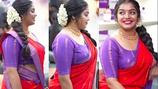 malayalam serial actress haritha nair looks stunning in saree