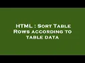 HTML Sort Table Rows according to table data