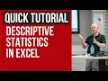 Learn Descriptive Statistics in Excel Quick Tutorial