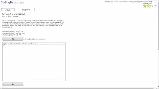 String - 1 startWord Java Tutorial Codingbat com