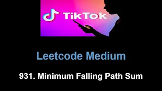 Leetcode 931 Minimum Falling Path Sum dp matrix