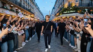 crazy btss taehyung shows off his stomach to the media 2 days before his paris concert