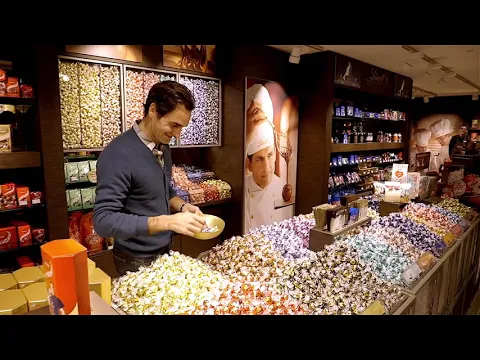 Download MP3 Roger Federer is visiting the new Lindt Shop in his hometown Basel during a break