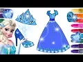 Frozen Elsa Coloring Page Painted with GLITTER and GEMSTONES Glitter Frozen Coloring Elsa Dress