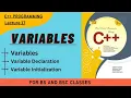 Variables Variable Declaration variable initialization Lecture 17 in