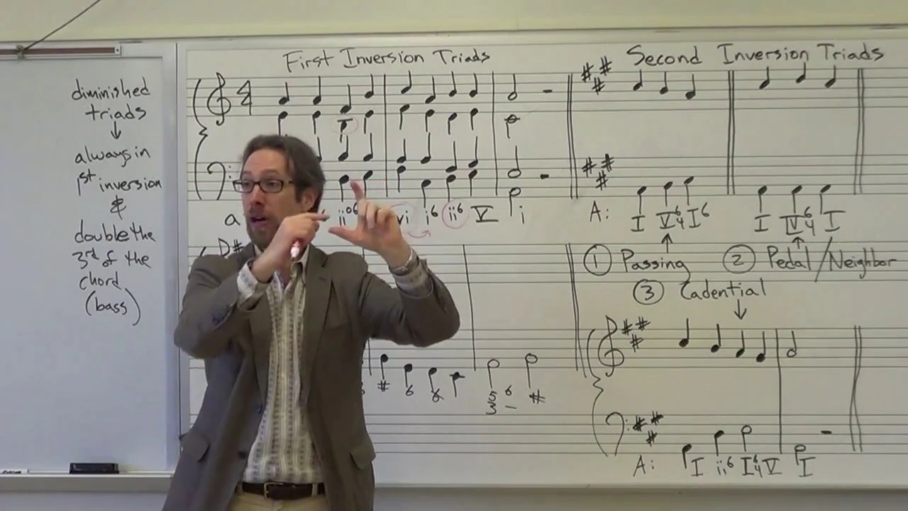 Dr. B Music Theory Lesson 18 (1st Inversion Triad Examples & Intro to 2nd Inversion Triads)