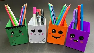 ASMR Origami 🎃 Cute Halloween Pencil Holders | DIY Paper Craft