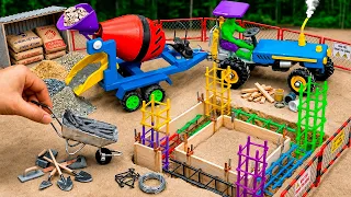 Mini Tractor Builds a Colorful Dream House with Cement Mixer Toys!