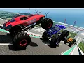 Download Lagu Epic Hight Speed monster trucks Jumps \u0026 Crashing #105 in BeamNG Drive
