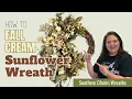 DIY Fall Cream Sunflower Grapevine Wreath for Front Door Silk Flower Fall Wreath Tutorial