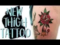 Traditional Rose Thigh Tattoo Pain Experience Inspiration