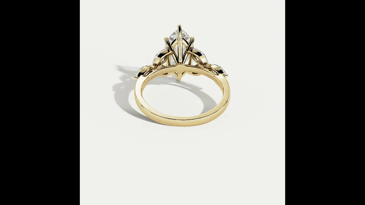 Sable丨Marquise Lab-Grown Diamond Engagement Ring with Petal Accents
